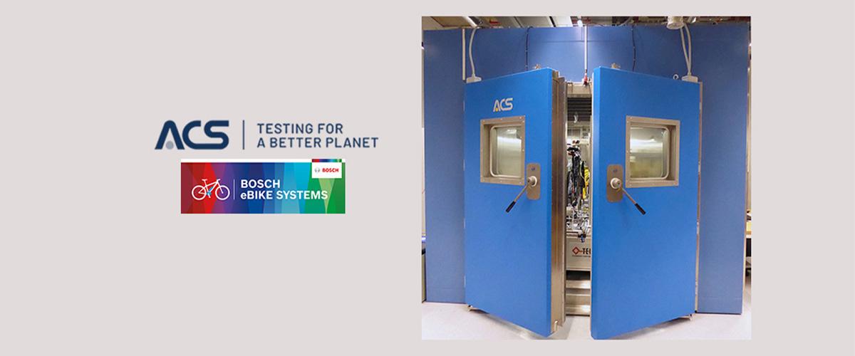 A walk-in thermal chamber from Angelantoni Test Technologies and a roller bench Bosch e-bikes testing 